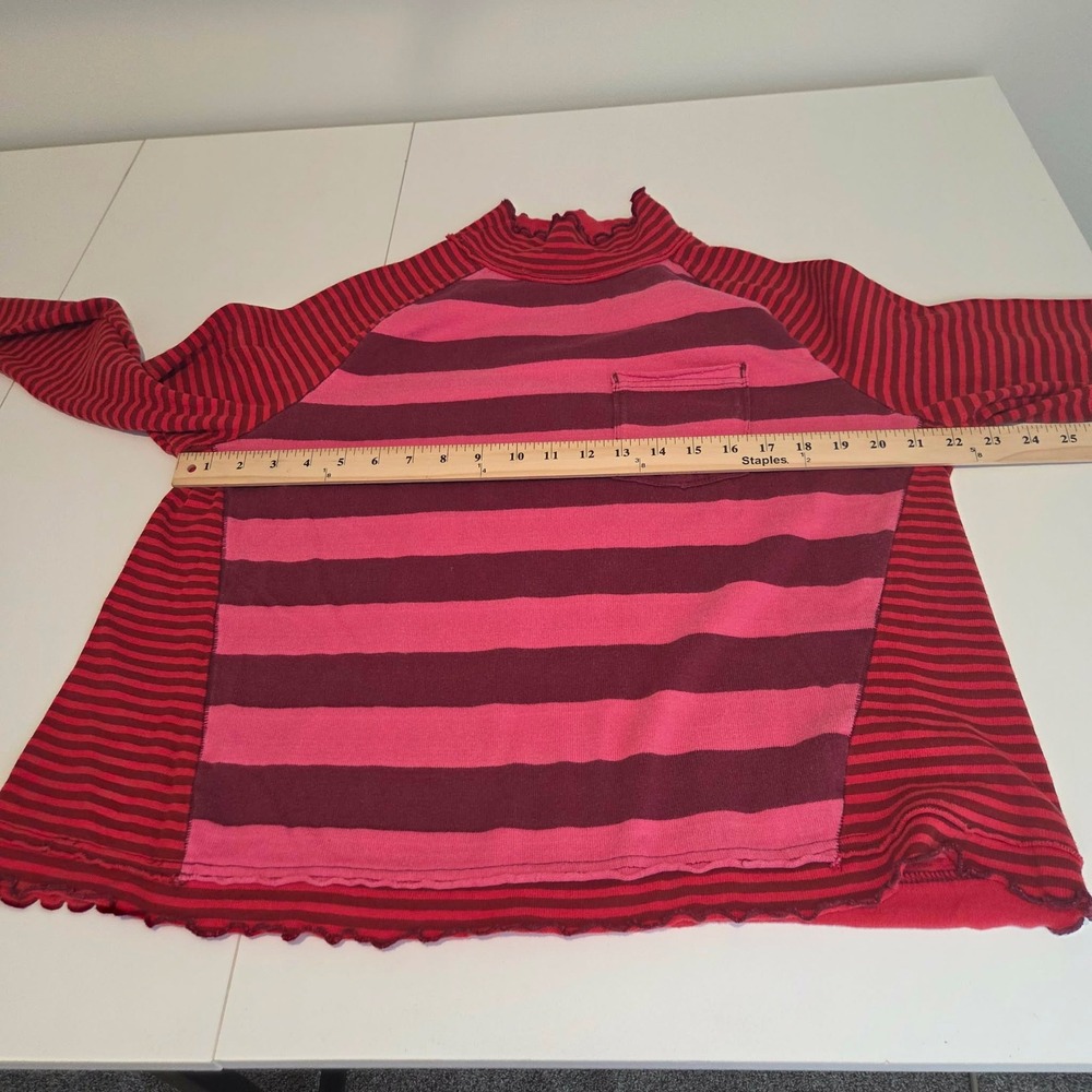Free People We The Free Punk Playful Tee Stripes Pink Red Boho Womens Size Small - Picture 13 of 14